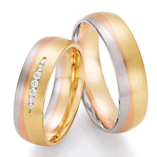 Nowotny-Collection Ruesch Trauringe Tricolour 66/44130-060 + 66/44140-060